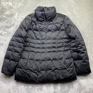 Calvin Klein Black Down Feather‎ Puffer Jacket Quilted Hooded Winter Coat L